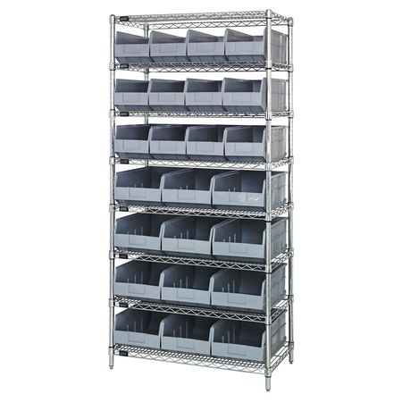 QUANTUM STORAGE SYSTEMS Stackable Shelf Bin Steel Shelving Systems WR8-483485GY
